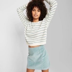 Wild Fable cropped blue&white striped knit sweater